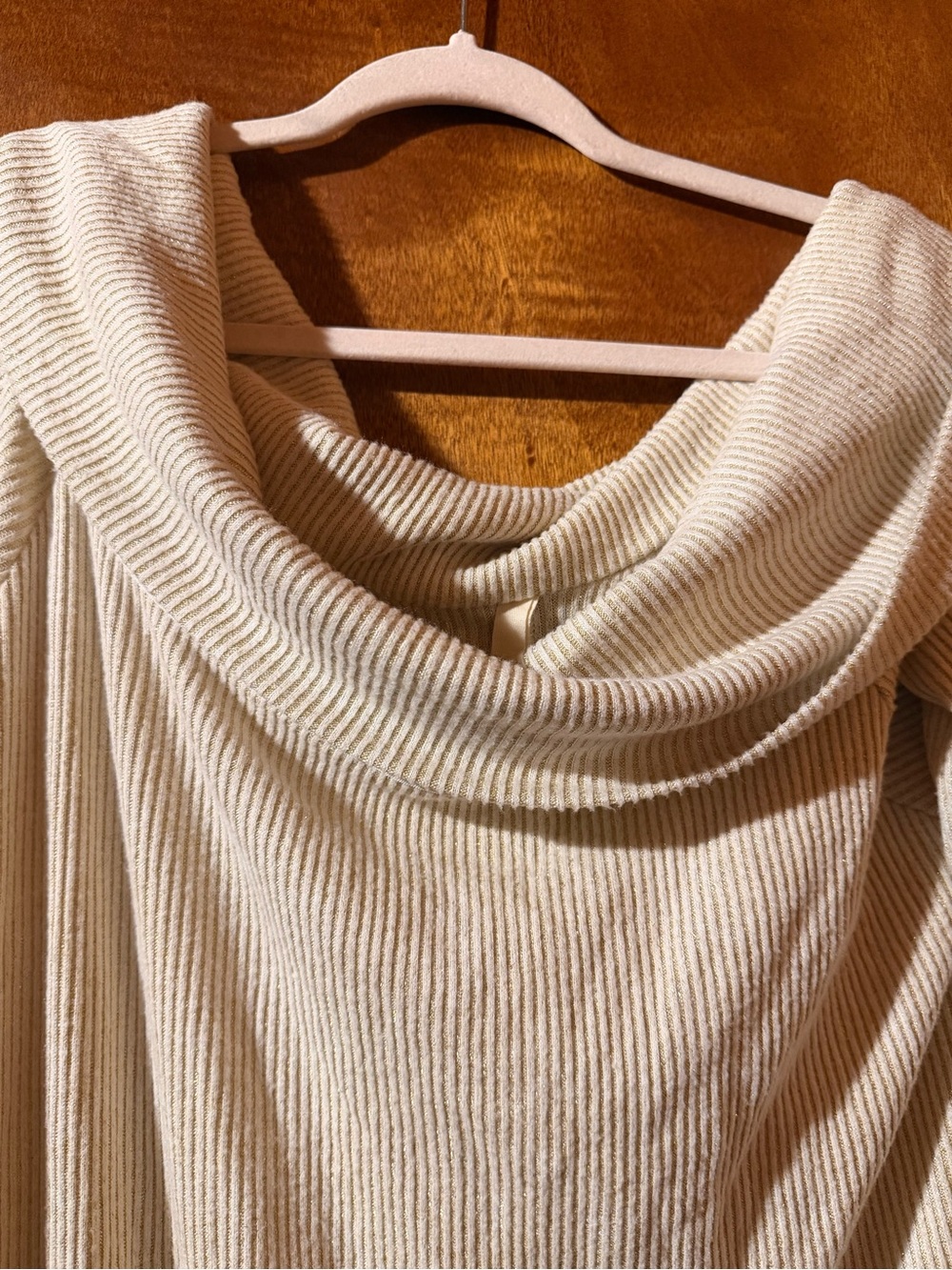 Elan Cowl Neck Sweater Dress - 3x, NWT, Cream with Gold Metallic